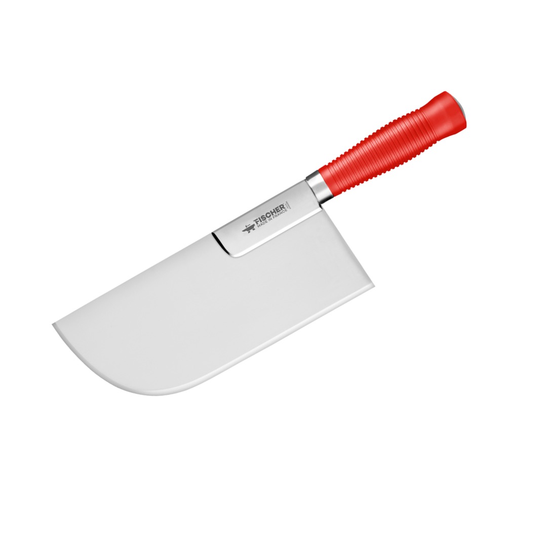 Reinforced Stainless Steel Cleaver 26cm Red Handle — Fischer France