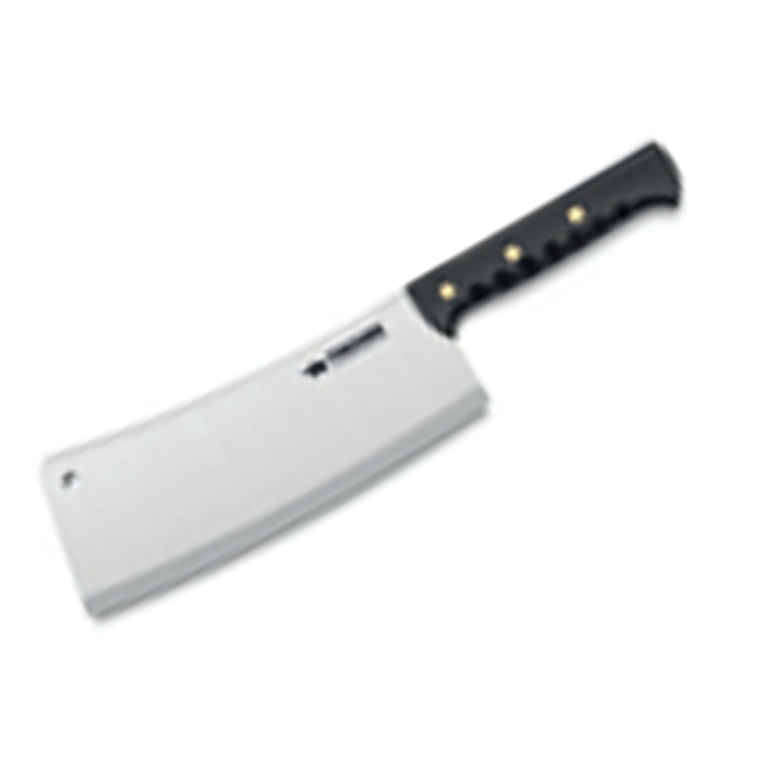 Long Stainless Steel Cleaver 32 cm Black Riveted Handle — Fischer France