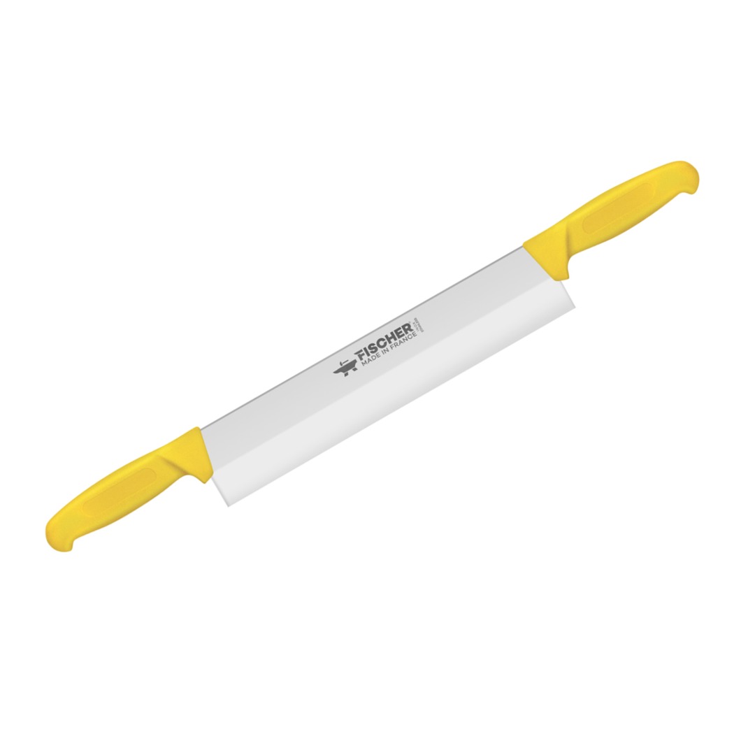 Double-Handle Cheese Knife 33cm Yellow Handles — Fischer