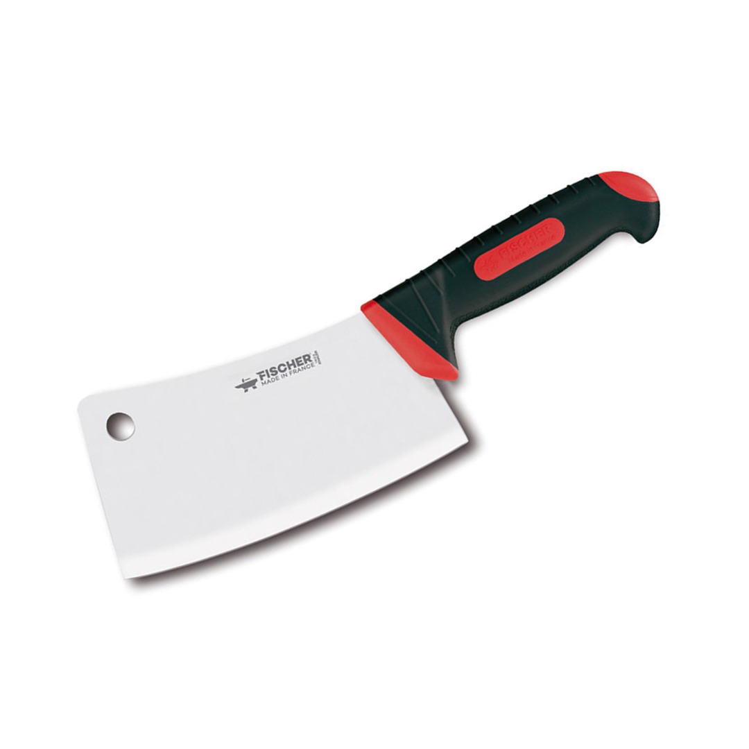 Butcher Cleaver 22cm Black/Red Bi-Material Handle — Fischer France
