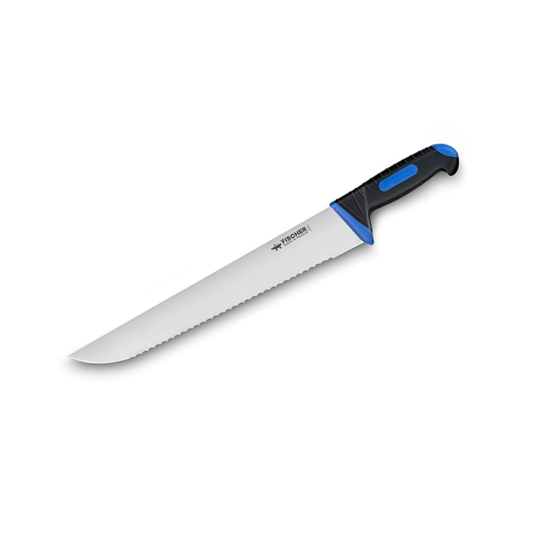 Serrated Fish Knife 30cm Blue Bi-Material Handle — Fischer France