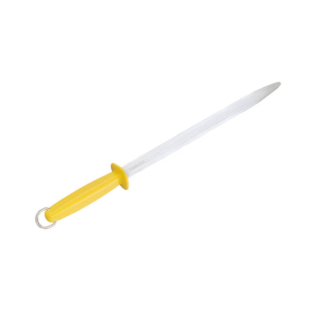 Oval Sharpening Steel 30cm Yellow Plastic Handle — Fischer France
