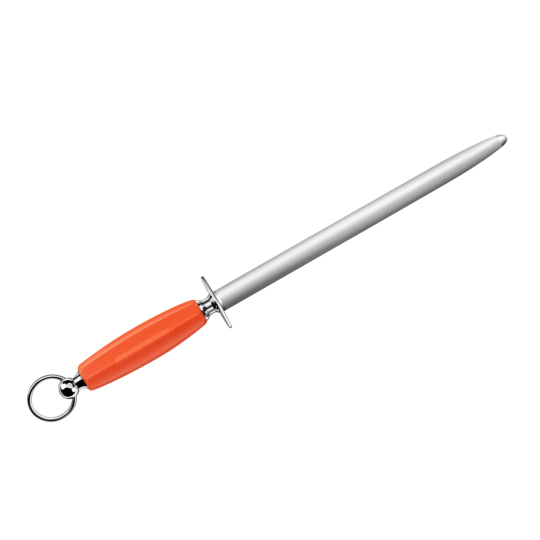 Oval Sharpening Steel 30cm Soft Orange Handle — Fischer France