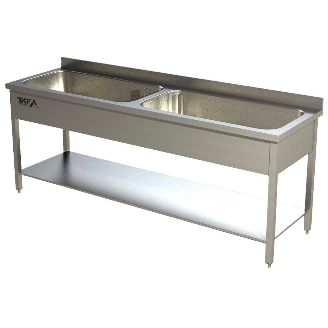 Double Bowl Sink Unit 200x70cm, Potwash & Veg Wash
