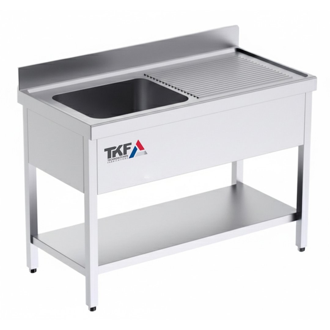 S/S Sink Unit Single Bowl Right Hand 120x70cm