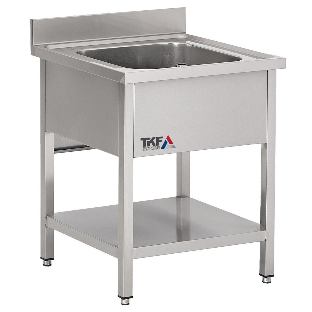 Stainless Steel Single Sink Unit with Undershelf, 60x70cm