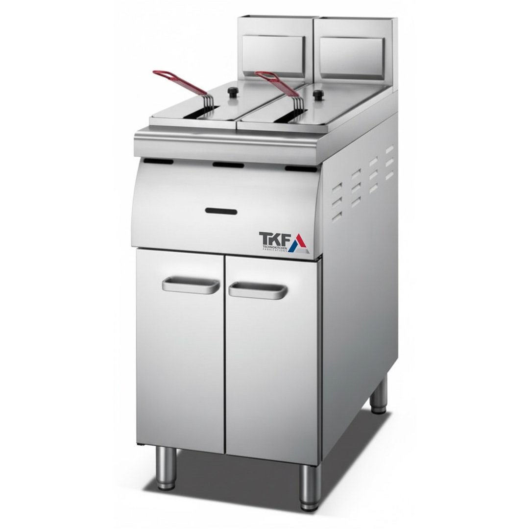 Upright Gas Fryer Double Bowl 18L+18L — American Chef