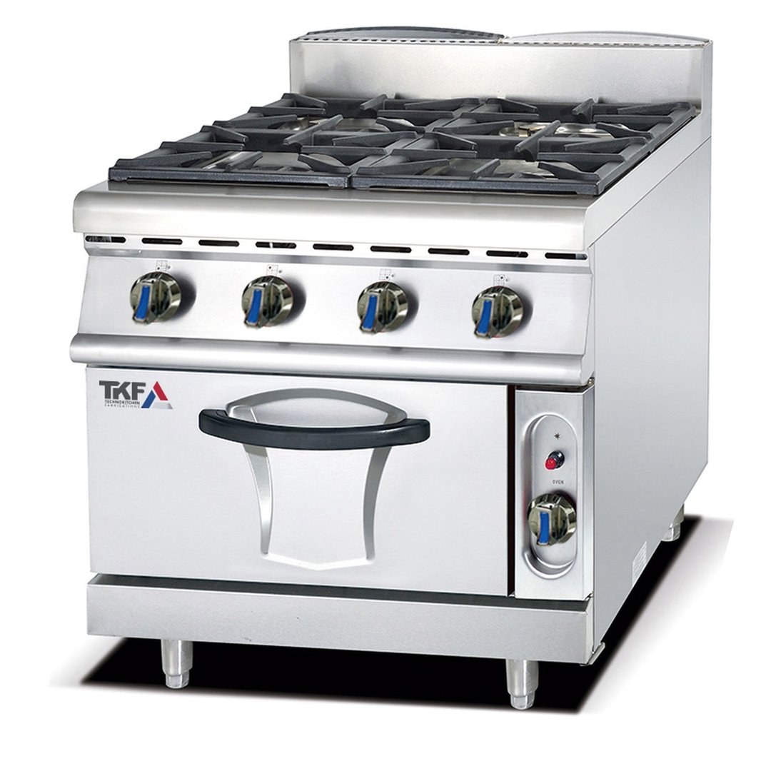 Gas Stove 4 Burners with Maxi Oven 2 GN 90x90cm — TKF France