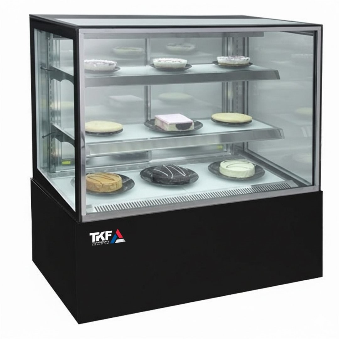 Cake Showcase 4-Side Glass 2 LED Shelves 90x66x119cm — TKF France