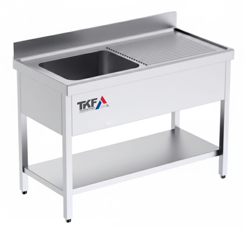 TKF single bowl stainless steel sink unit with drainboard